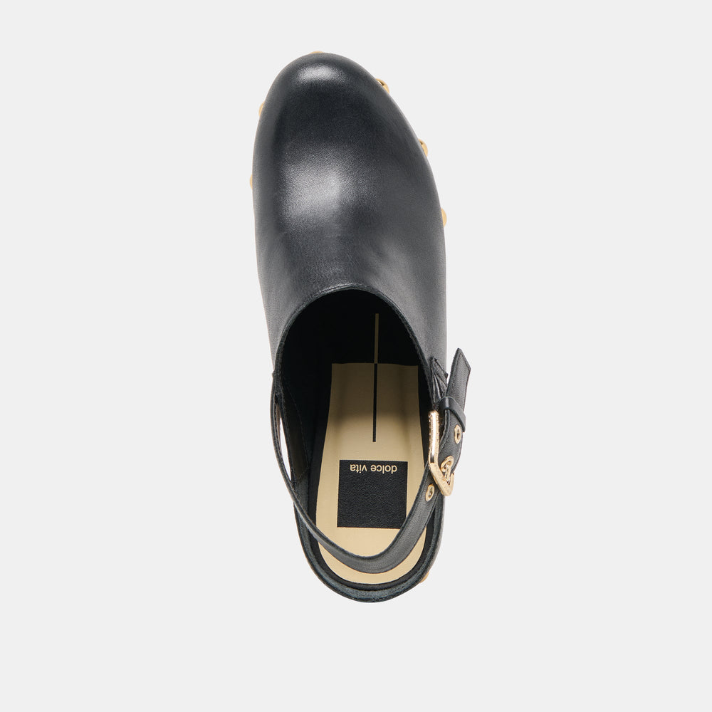 Adelan Black Leather Clogs / Dolce Vita