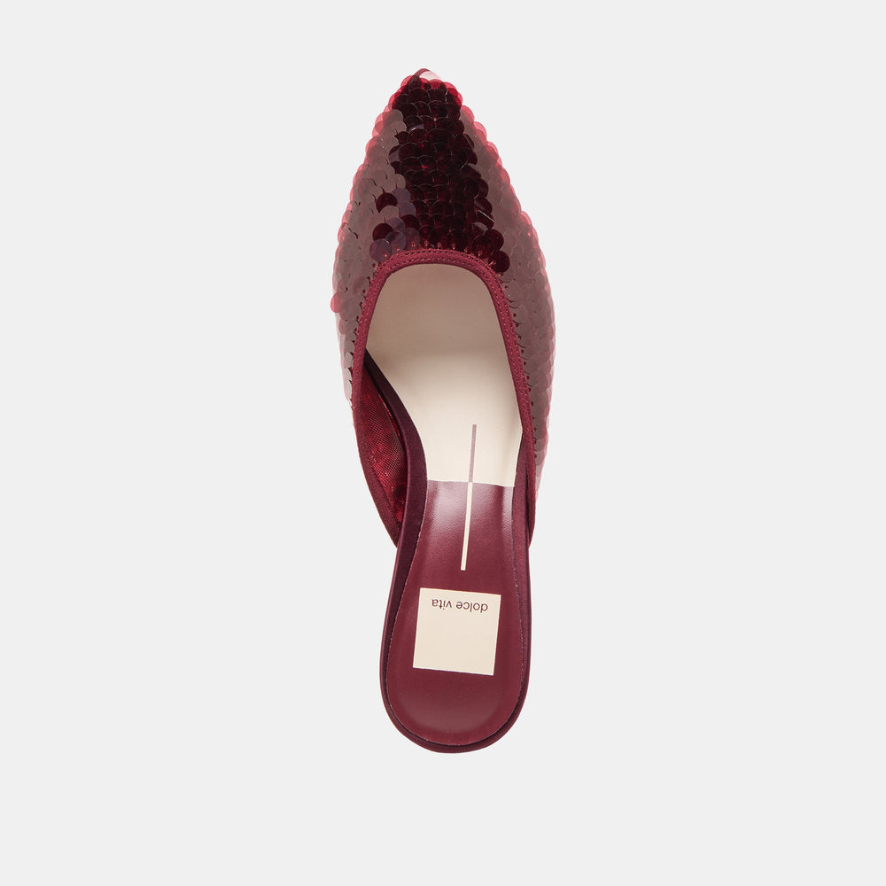 Cleo Cranberry Sequin Heels / Dolce Vita