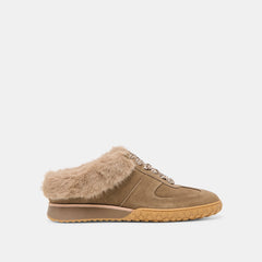 Izzey Plush Olive Suede Sneakers / Dolce Vita