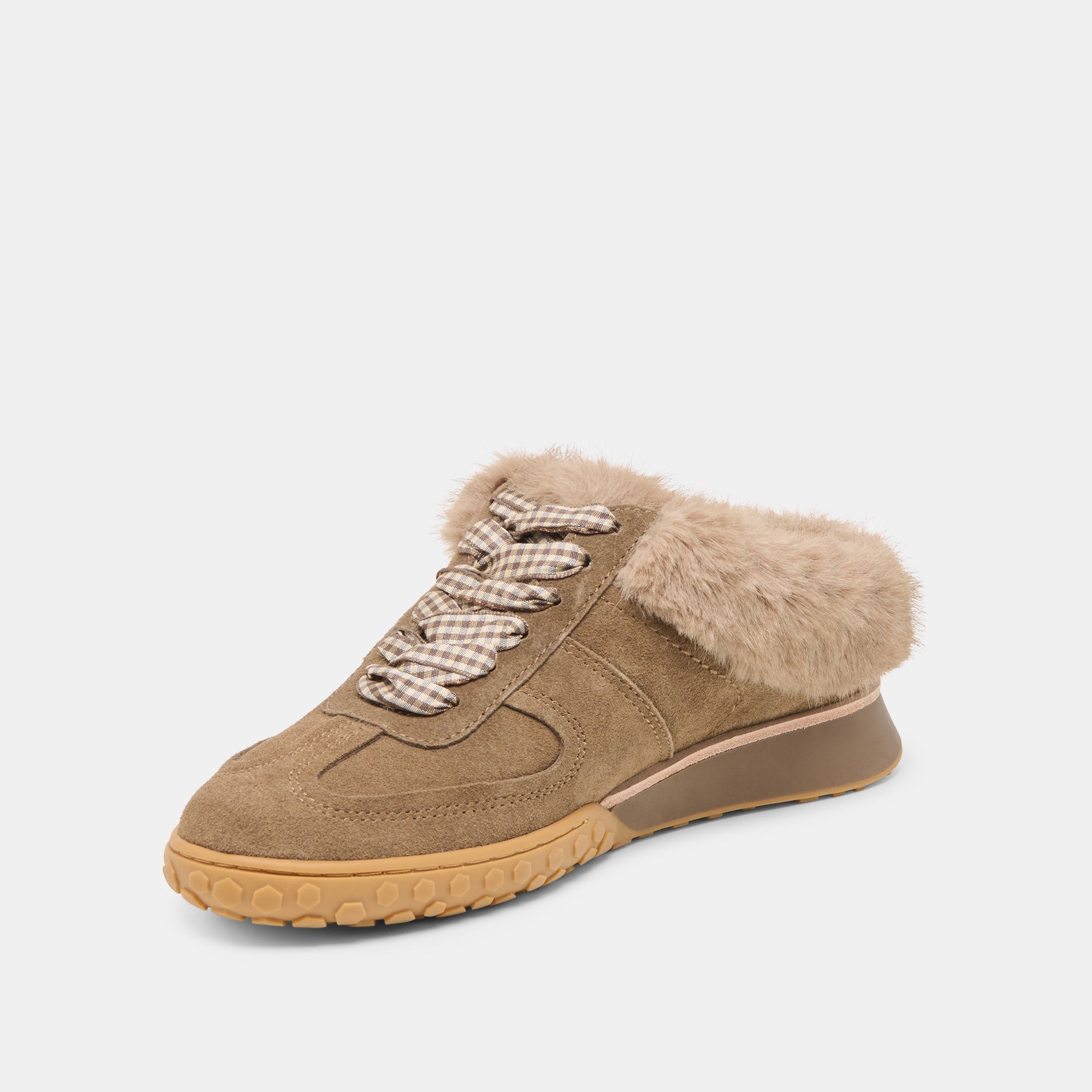 Izzey Plush Olive Suede Sneakers / Dolce Vita