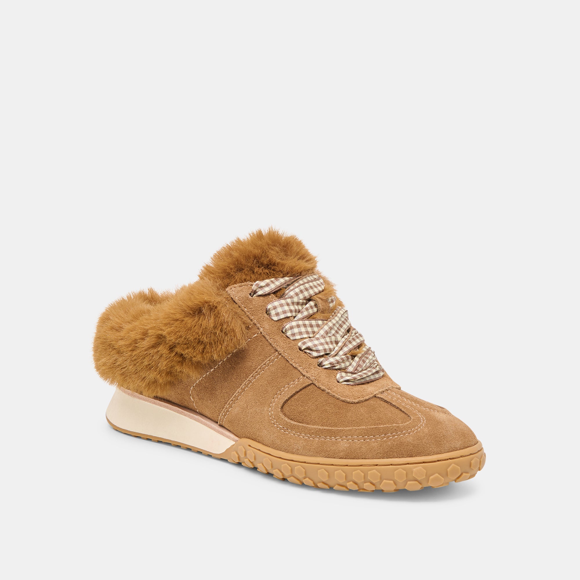 Izzey Plush Lt Brown Suede Sneakers / Dolce Vita