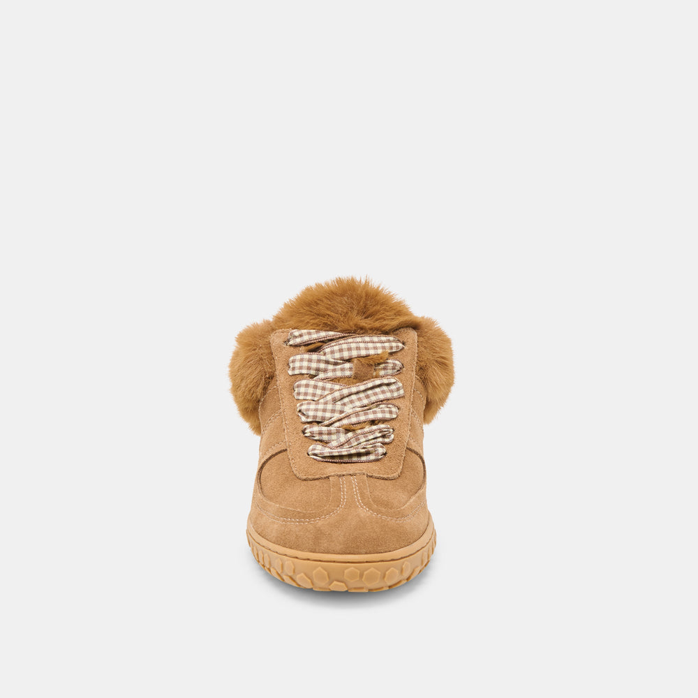 Izzey Plush Lt Brown Suede Sneakers / Dolce Vita