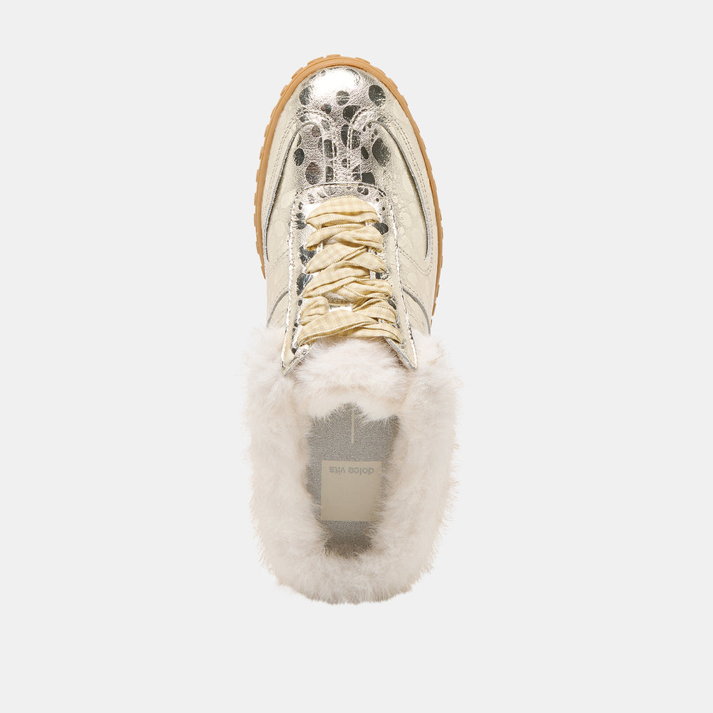 Izzey Plush Platinum Leather Sneakers / Dolce Vita