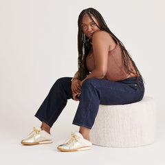 Izzey Plush Platinum Leather Sneakers / Dolce Vita