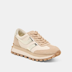TRESA White Gold Suede Platform Sneakers / Dolce Vita