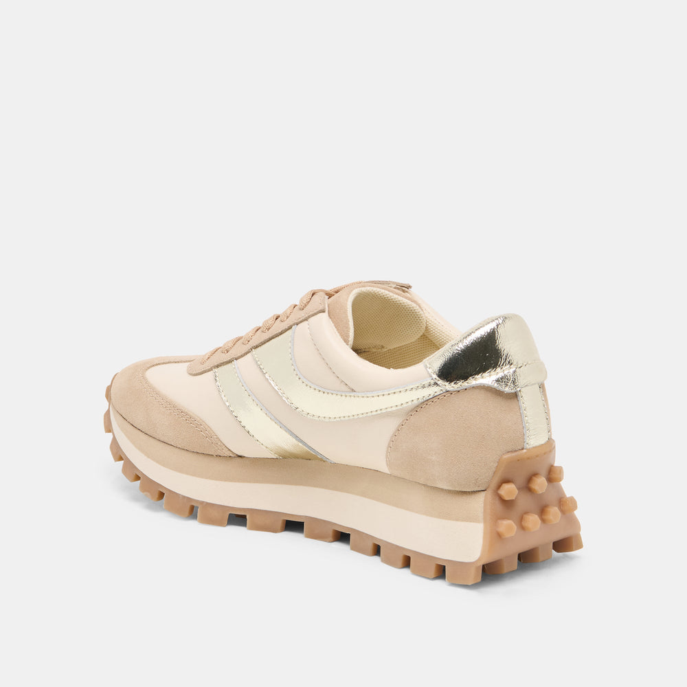 TRESA White Gold Suede Platform Sneakers / Dolce Vita