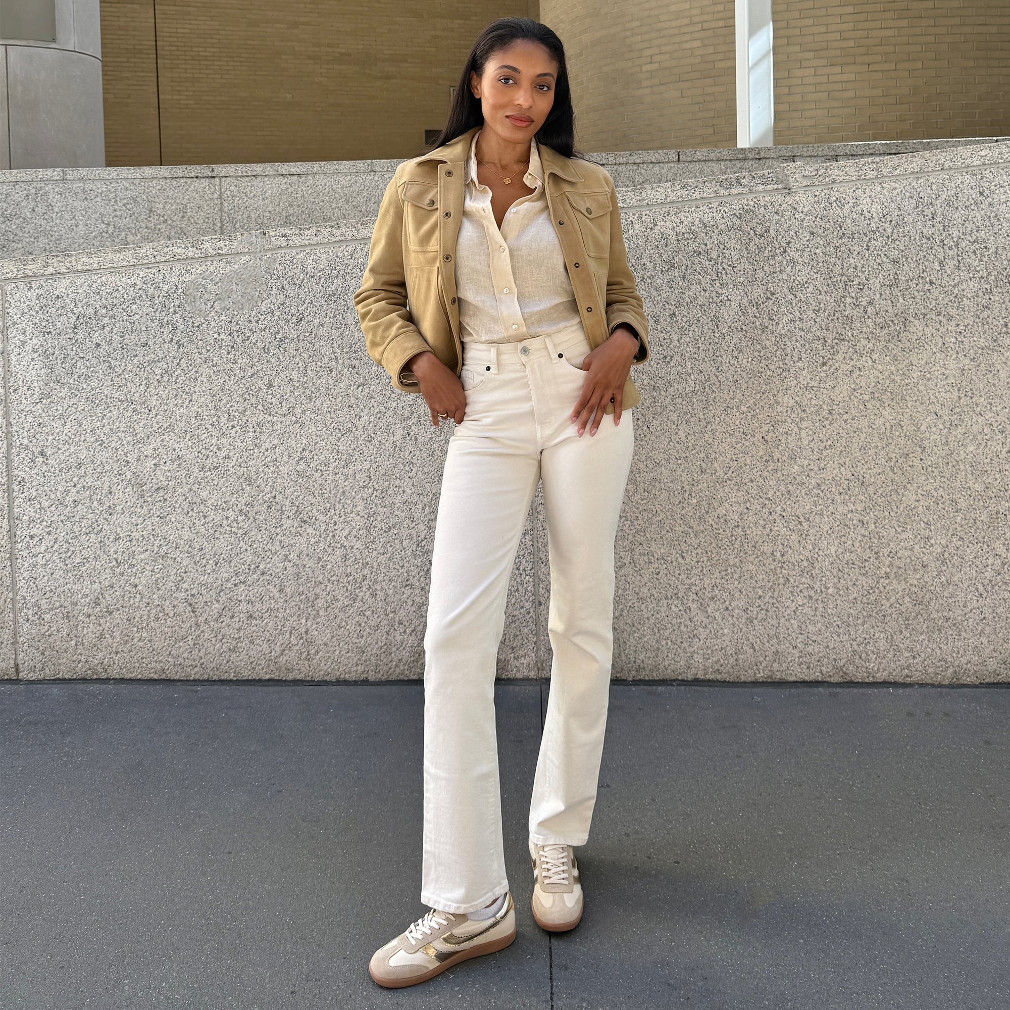 Merit White Gold Leather Sneakers / Dolce Vita