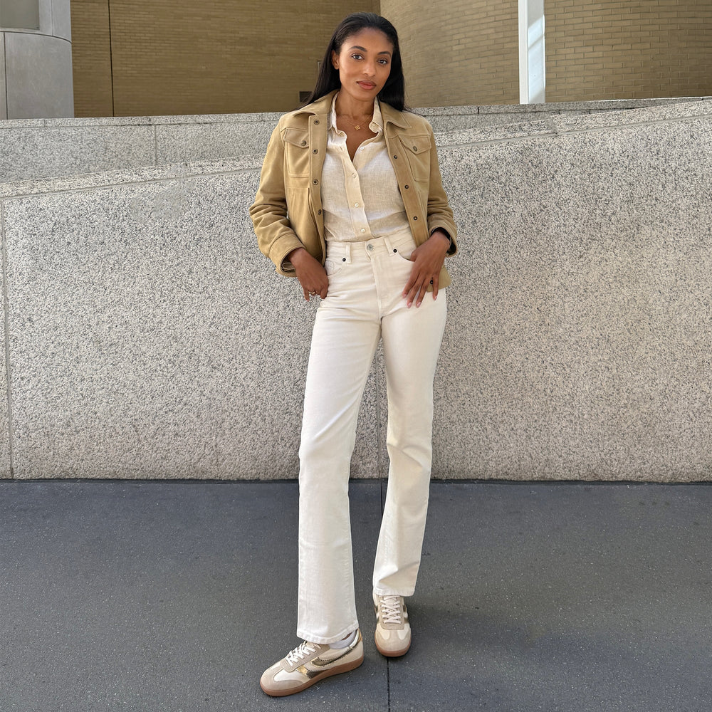 Merit White Gold Leather Sneakers / Dolce Vita