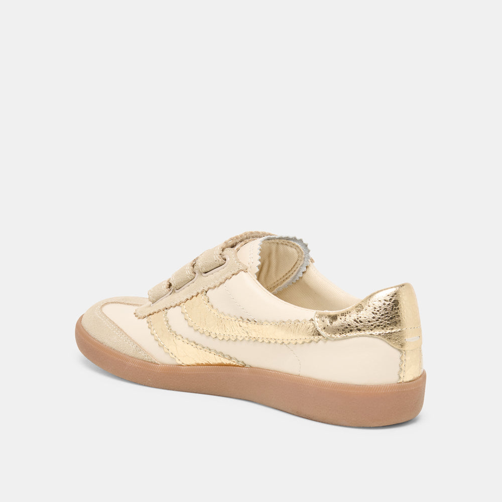Merit Velcro White Gold Leather Sneakers / Dolce Vita