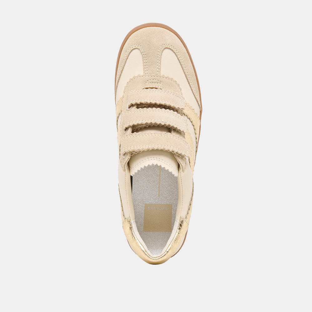 Merit Velcro White Gold Leather Sneakers / Dolce Vita