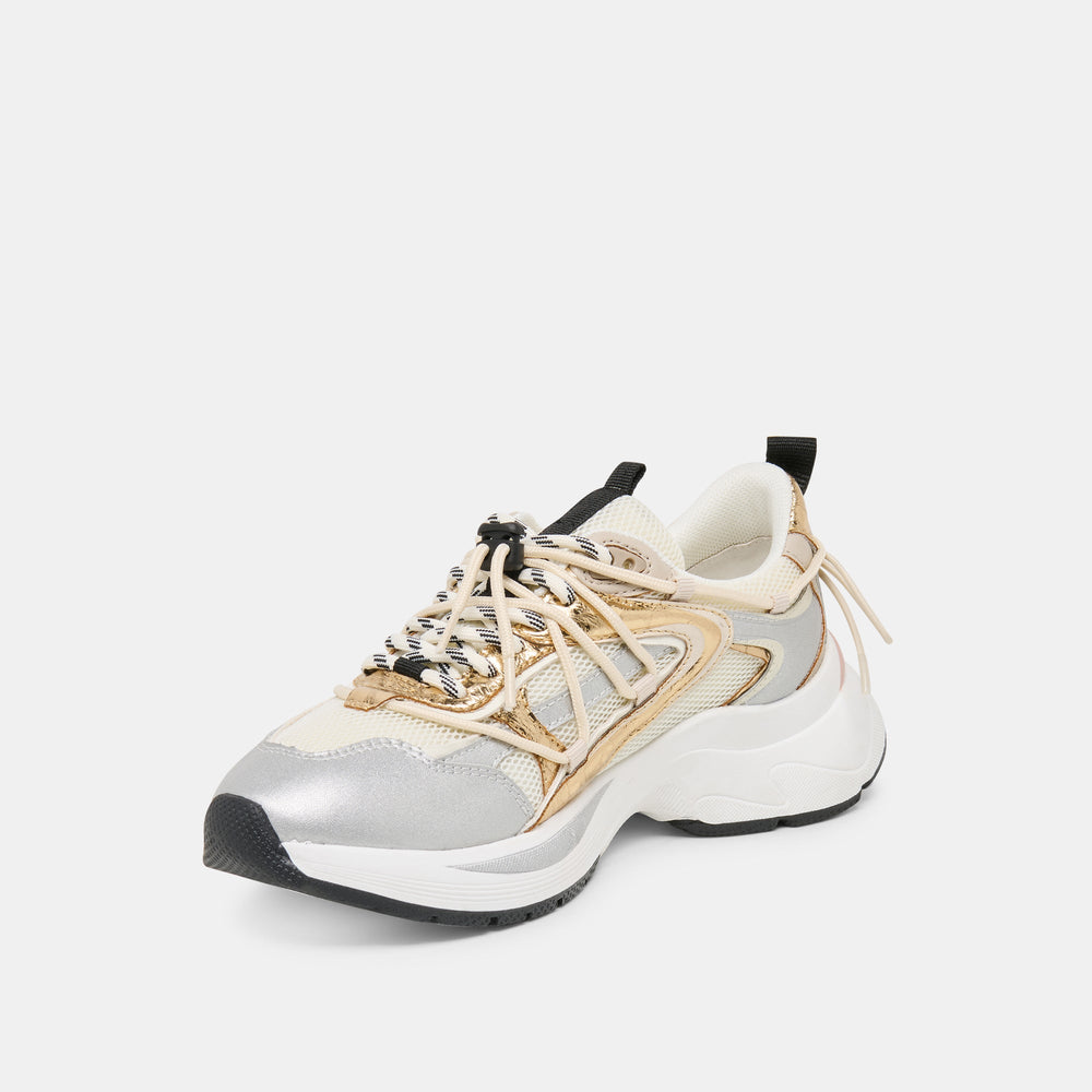 Selmar Silver Gold Leather Sneakers / Dolce Vita