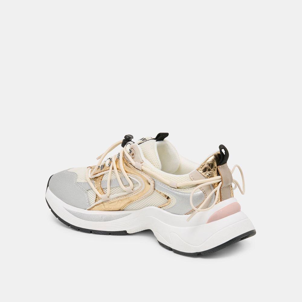 Selmar Silver Gold Leather Sneakers / Dolce Vita