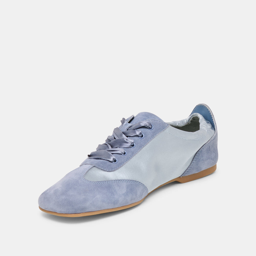 Itzy Periwinkle Satin Sneakers / Dolce Vita