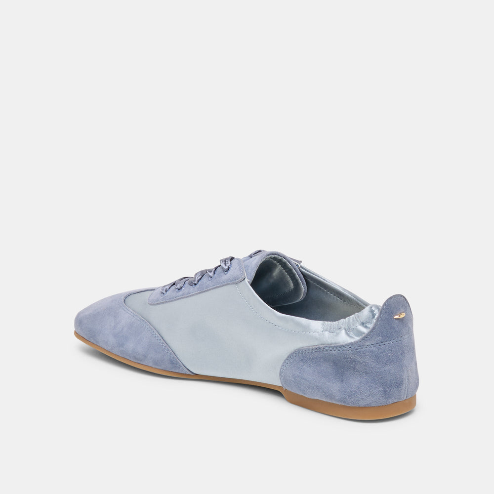 Itzy Periwinkle Satin Sneakers / Dolce Vita