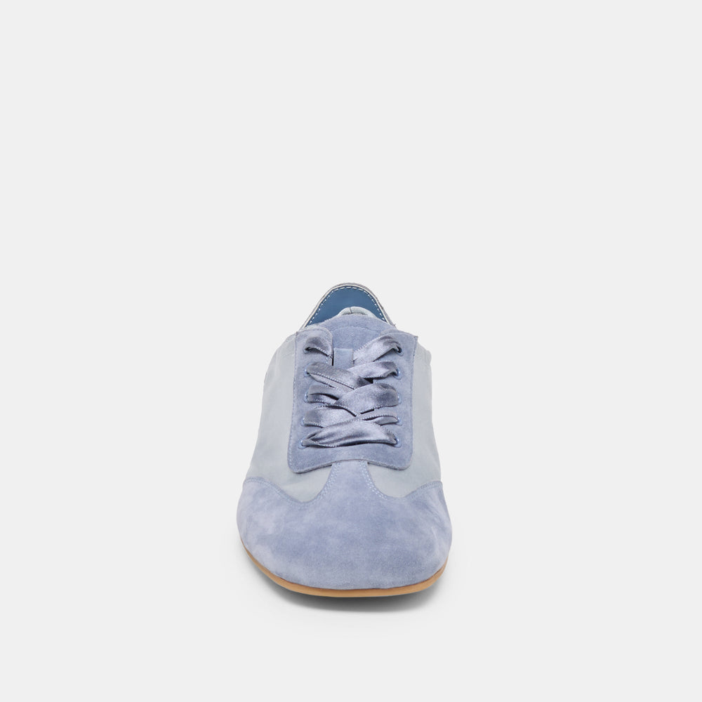 Itzy Periwinkle Satin Sneakers / Dolce Vita