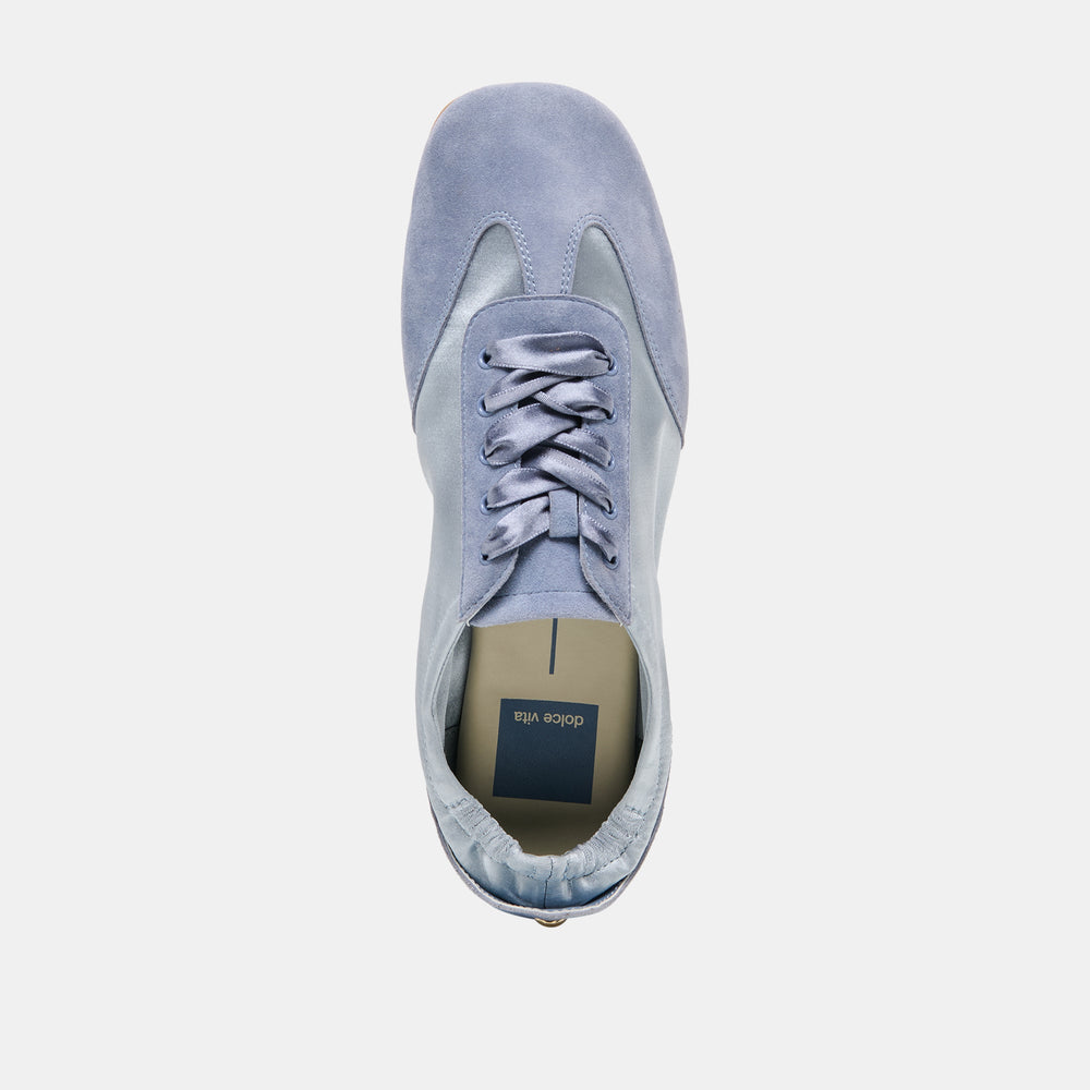 Itzy Periwinkle Satin Sneakers / Dolce Vita