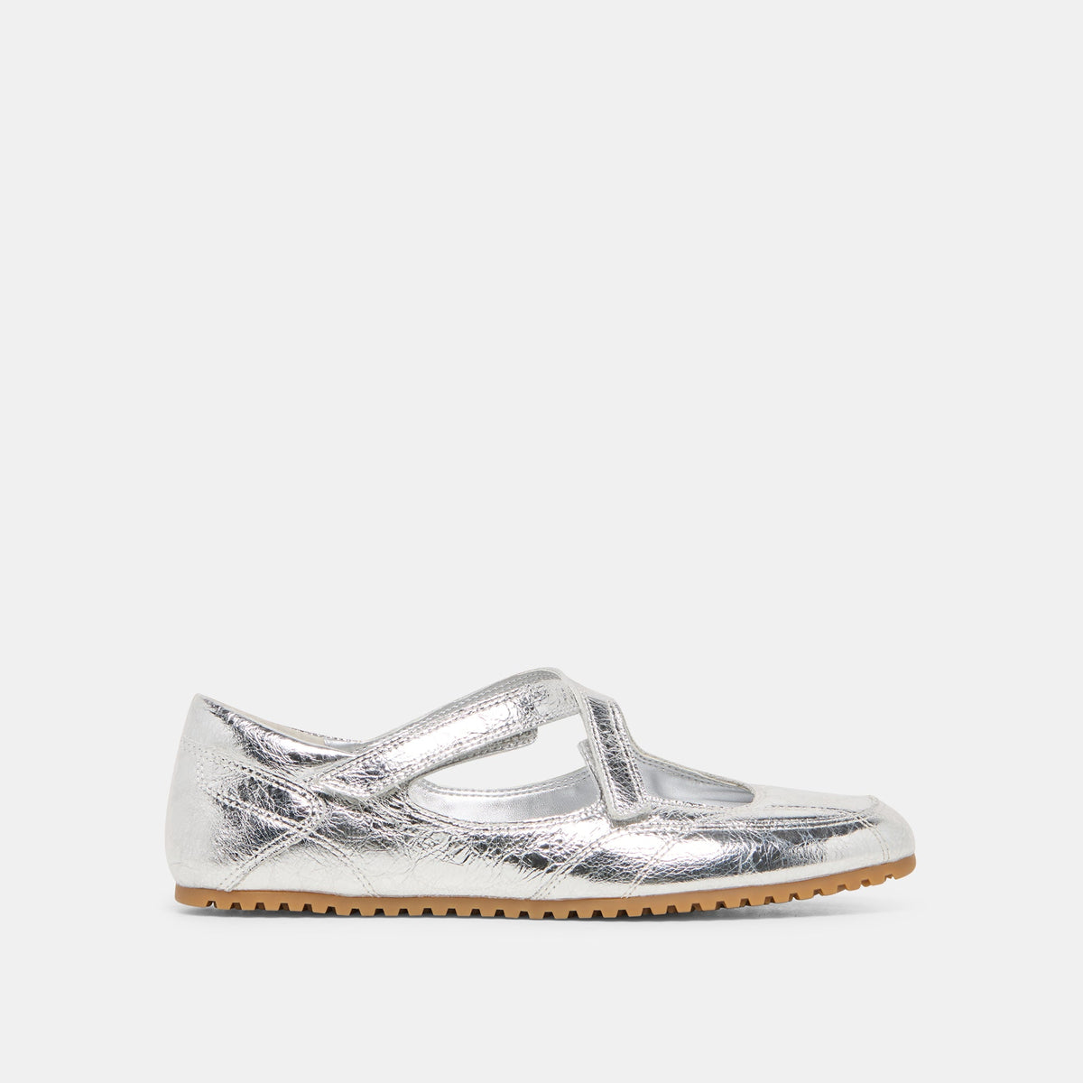 YONO Silver Distressed Leather Ballet Sneaker Flats / Dolce Vita