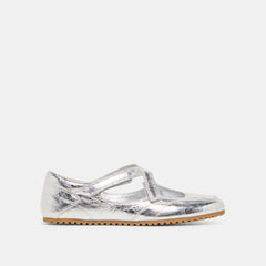 YONO Silver Distressed Leather Ballet Sneaker Flats / Dolce Vita