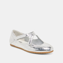 YONO Silver Distressed Leather Ballet Sneaker Flats / Dolce Vita