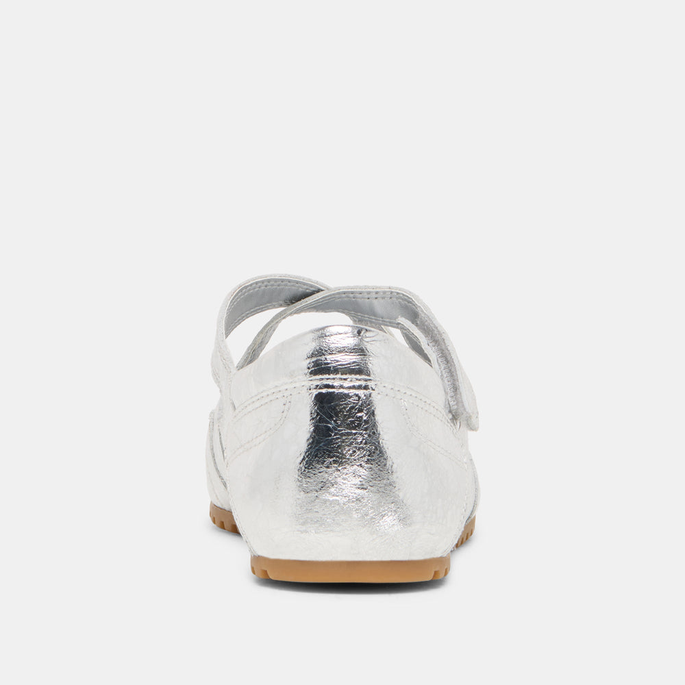 YONO Silver Distressed Leather Ballet Sneaker Flats / Dolce Vita