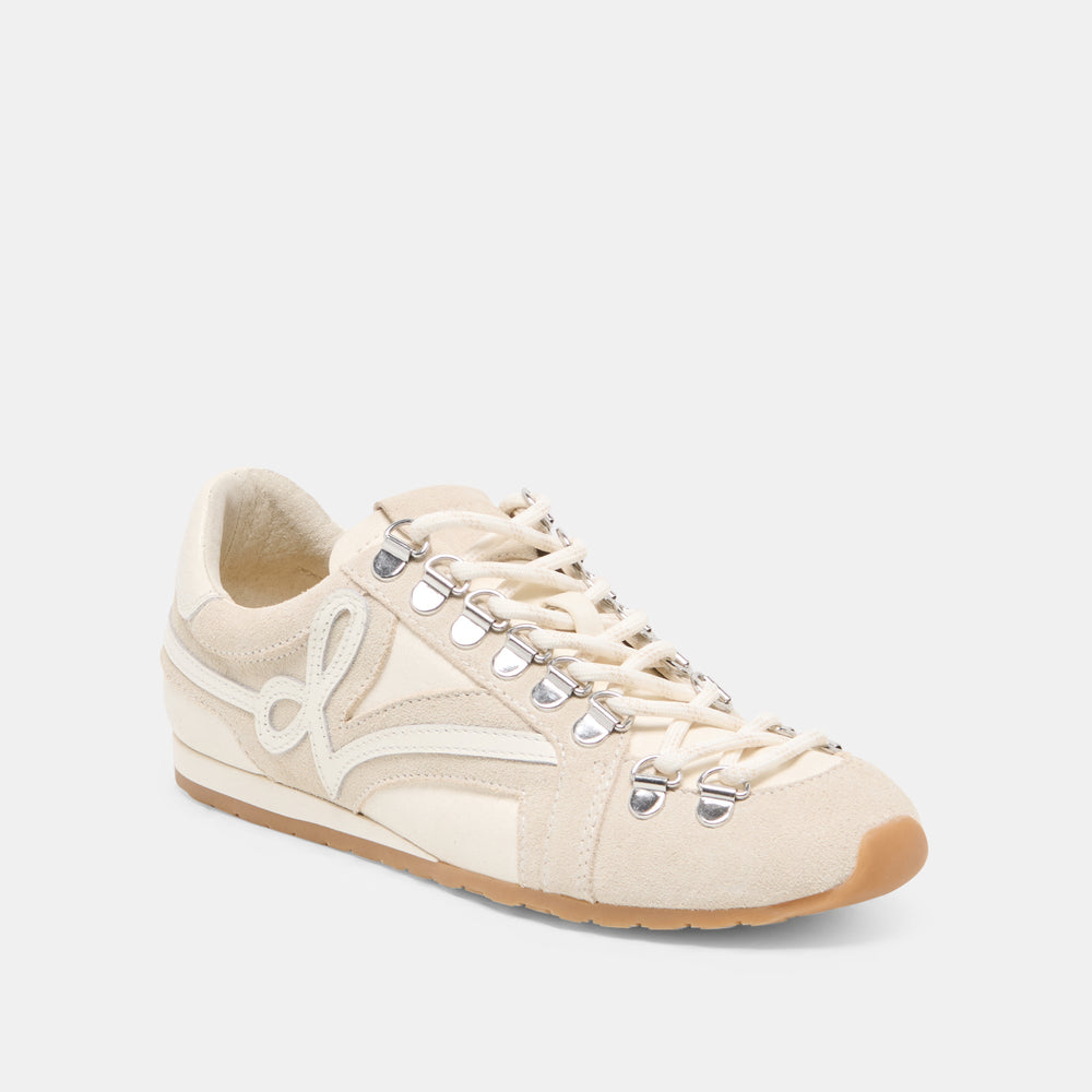 DEACON Ivory Suede Lace-Up Sneakers / Dolce Vita