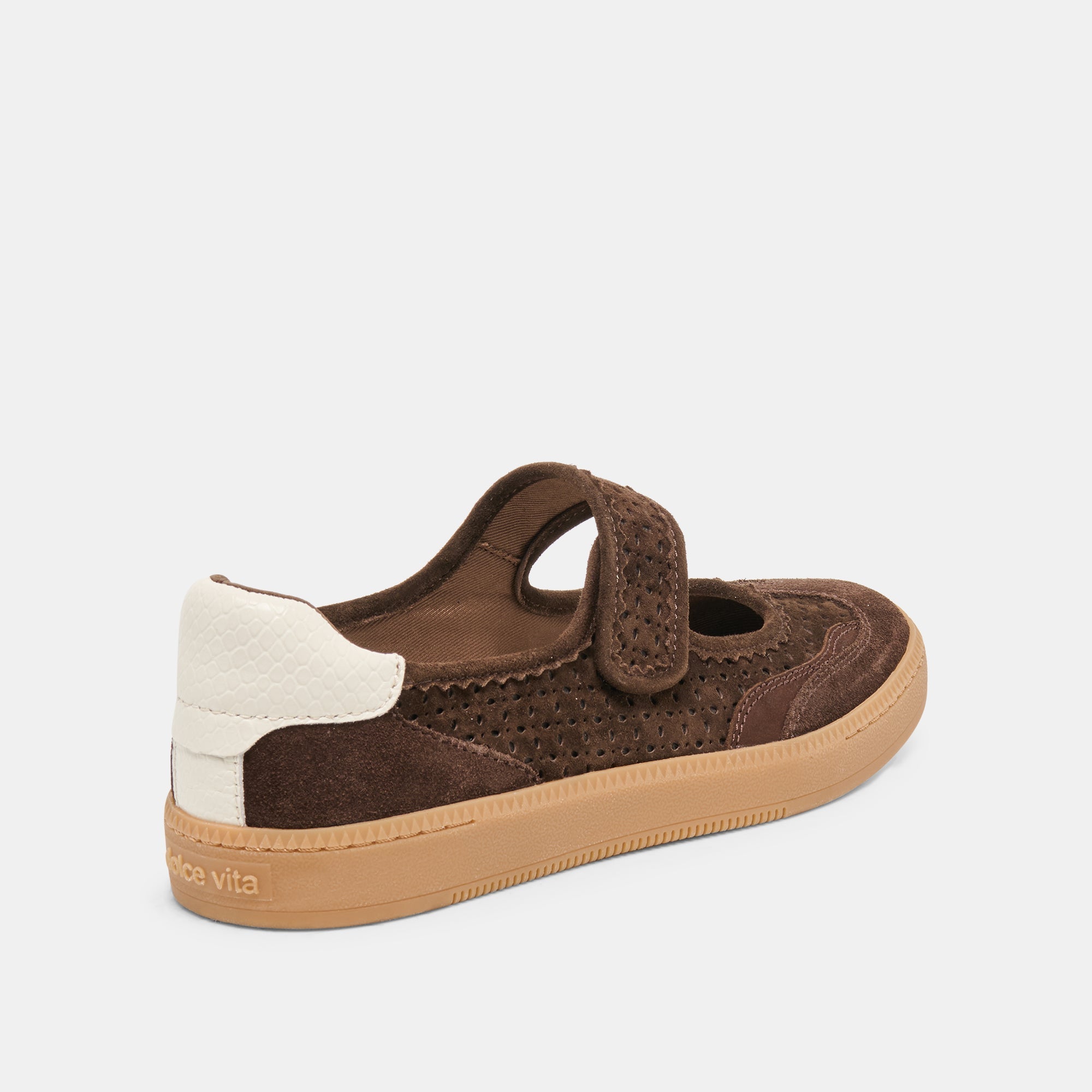 NANET Dk Brown Perforated Suede Mary-Jane Ballet Sneakers / Dolce Vita