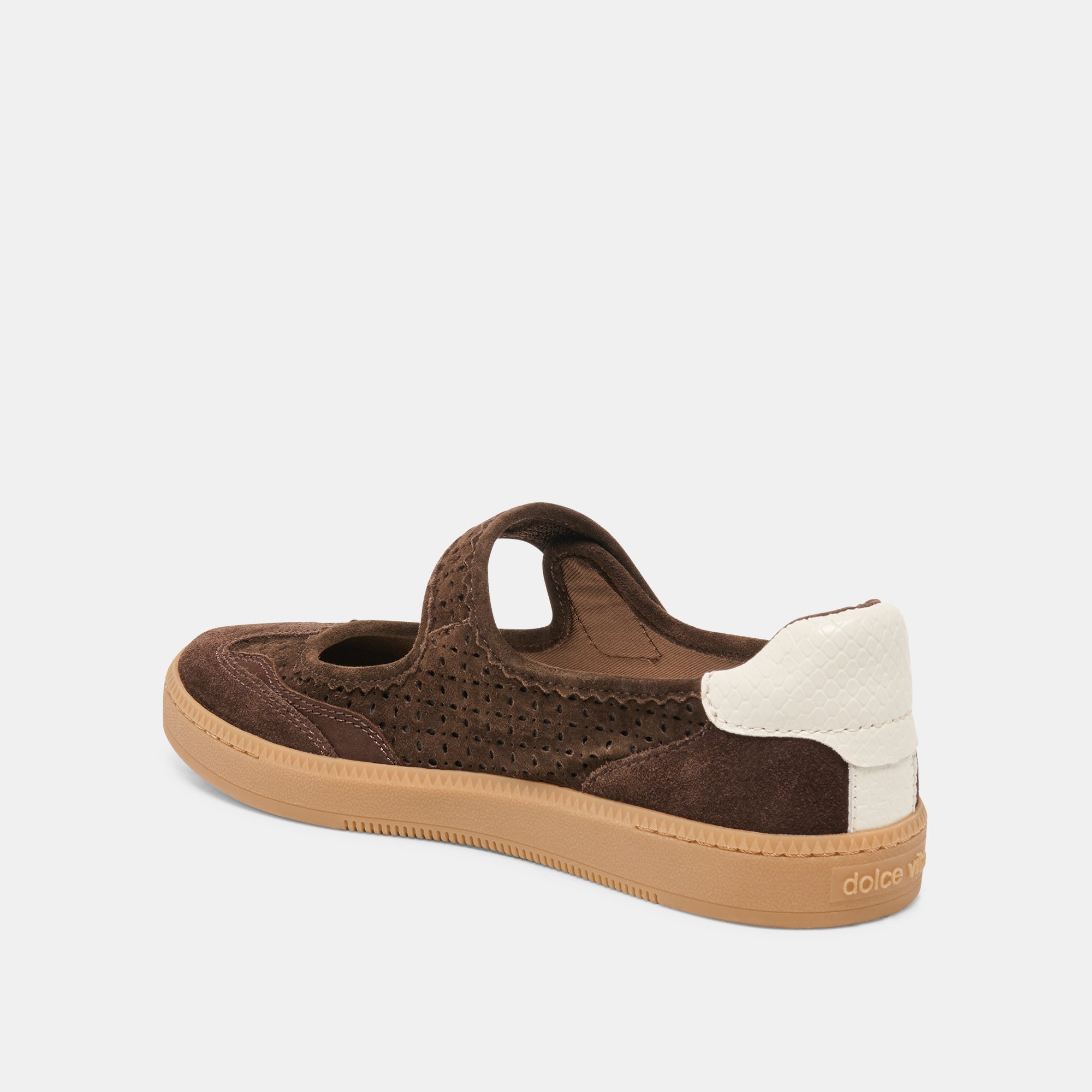 NANET Dk Brown Perforated Suede Mary-Jane Ballet Sneakers / Dolce Vita