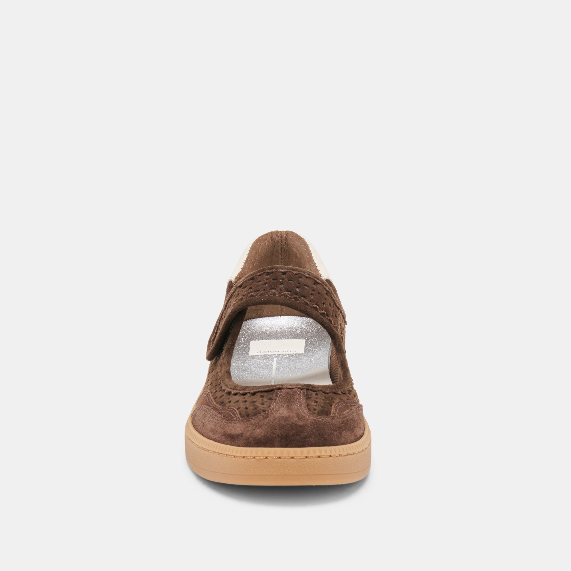 NANET Dk Brown Perforated Suede Mary-Jane Ballet Sneakers / Dolce Vita