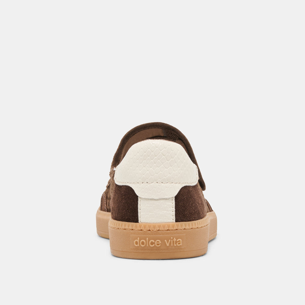 NANET Dk Brown Perforated Suede Mary-Jane Ballet Sneakers / Dolce Vita