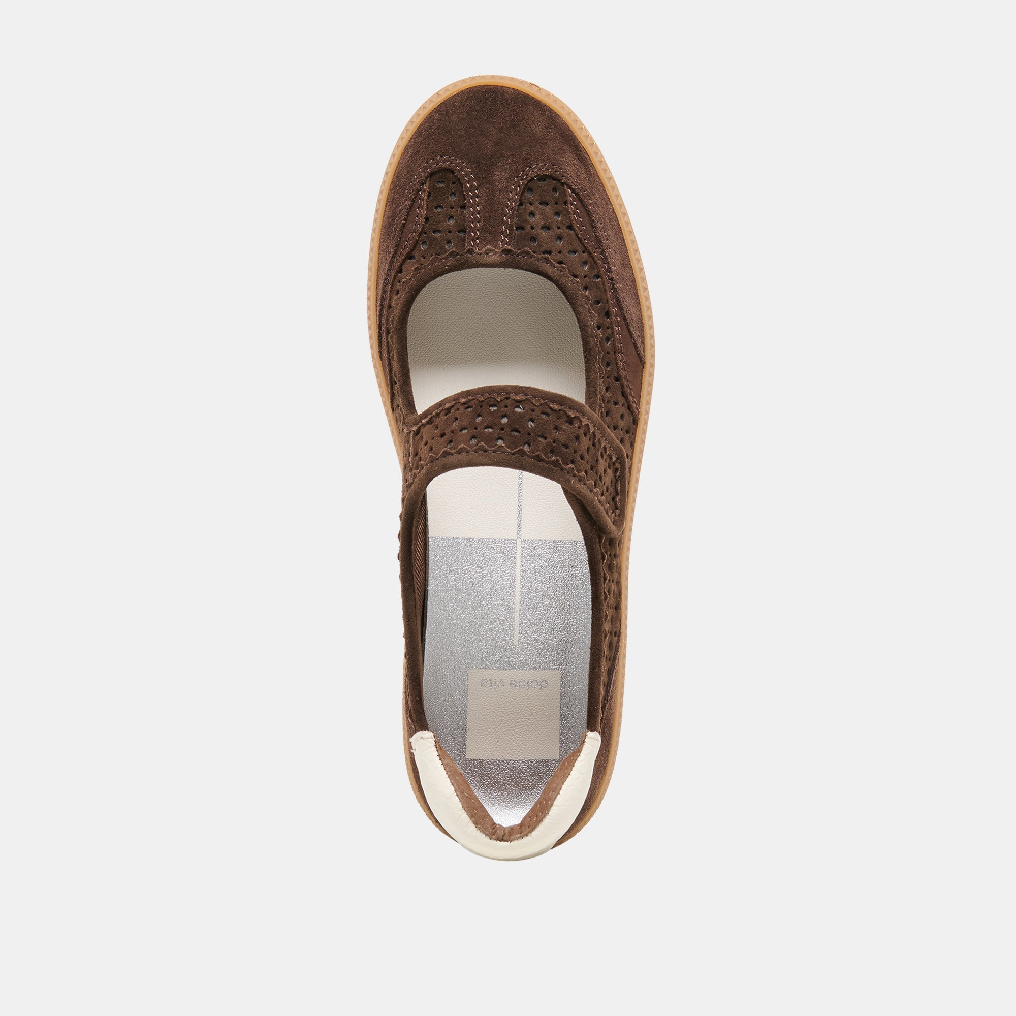 NANET Dk Brown Perforated Suede Mary-Jane Ballet Sneakers / Dolce Vita