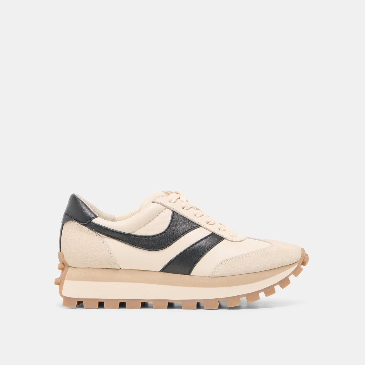 TRESA White Black Leather Platform Sneakers / Dolce Vita