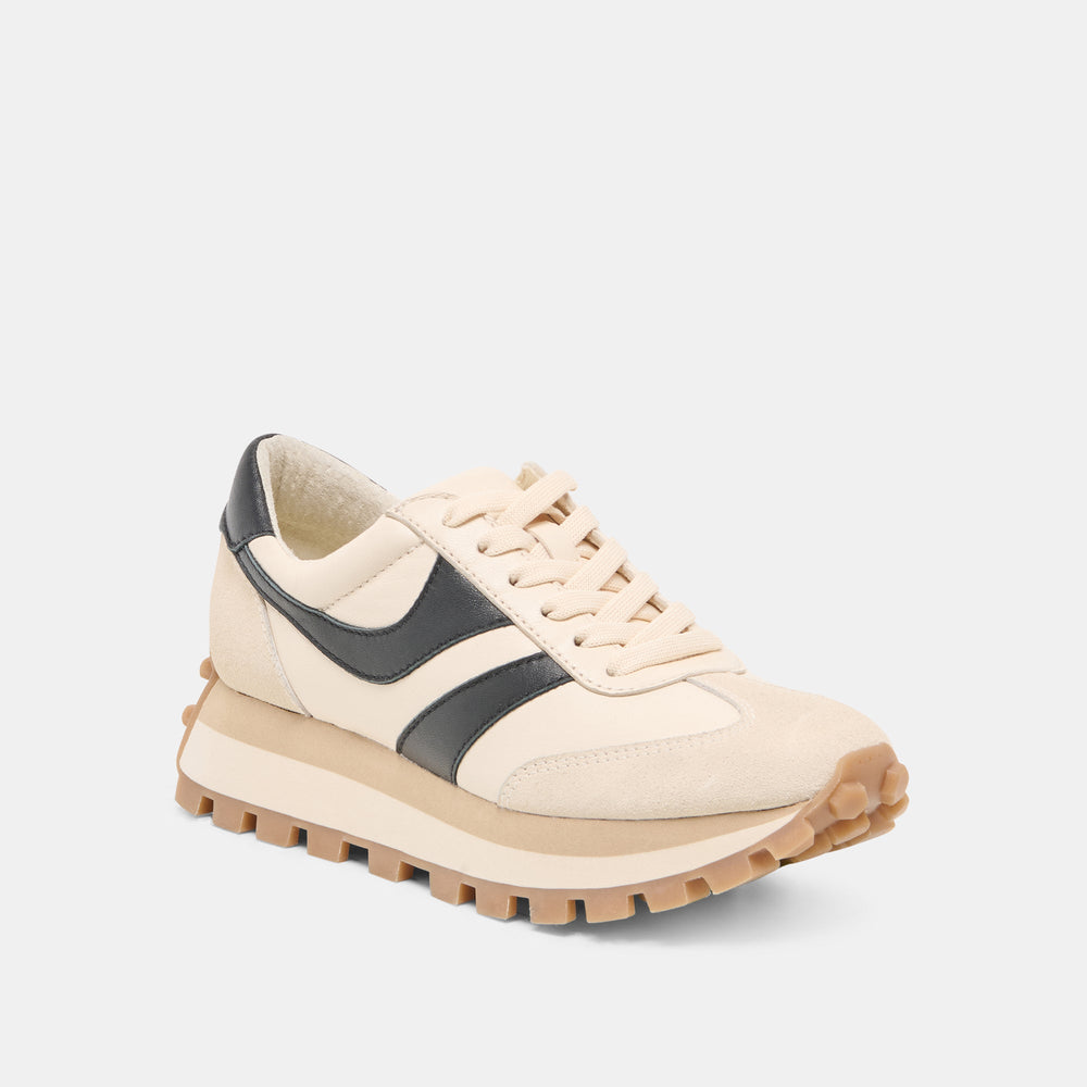 TRESA White Black Leather Platform Sneakers / Dolce Vita