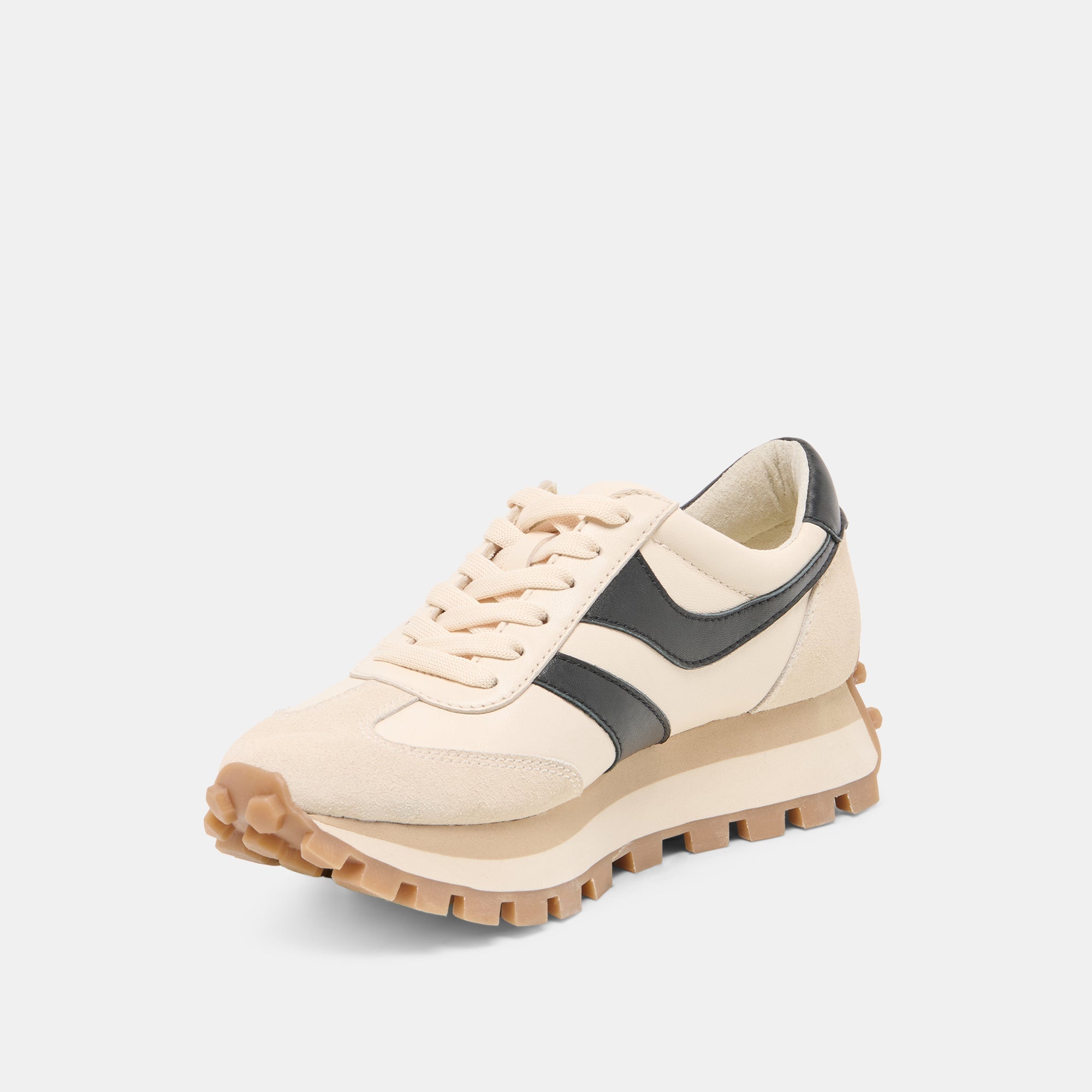 TRESA White Black Leather Platform Sneakers / Dolce Vita
