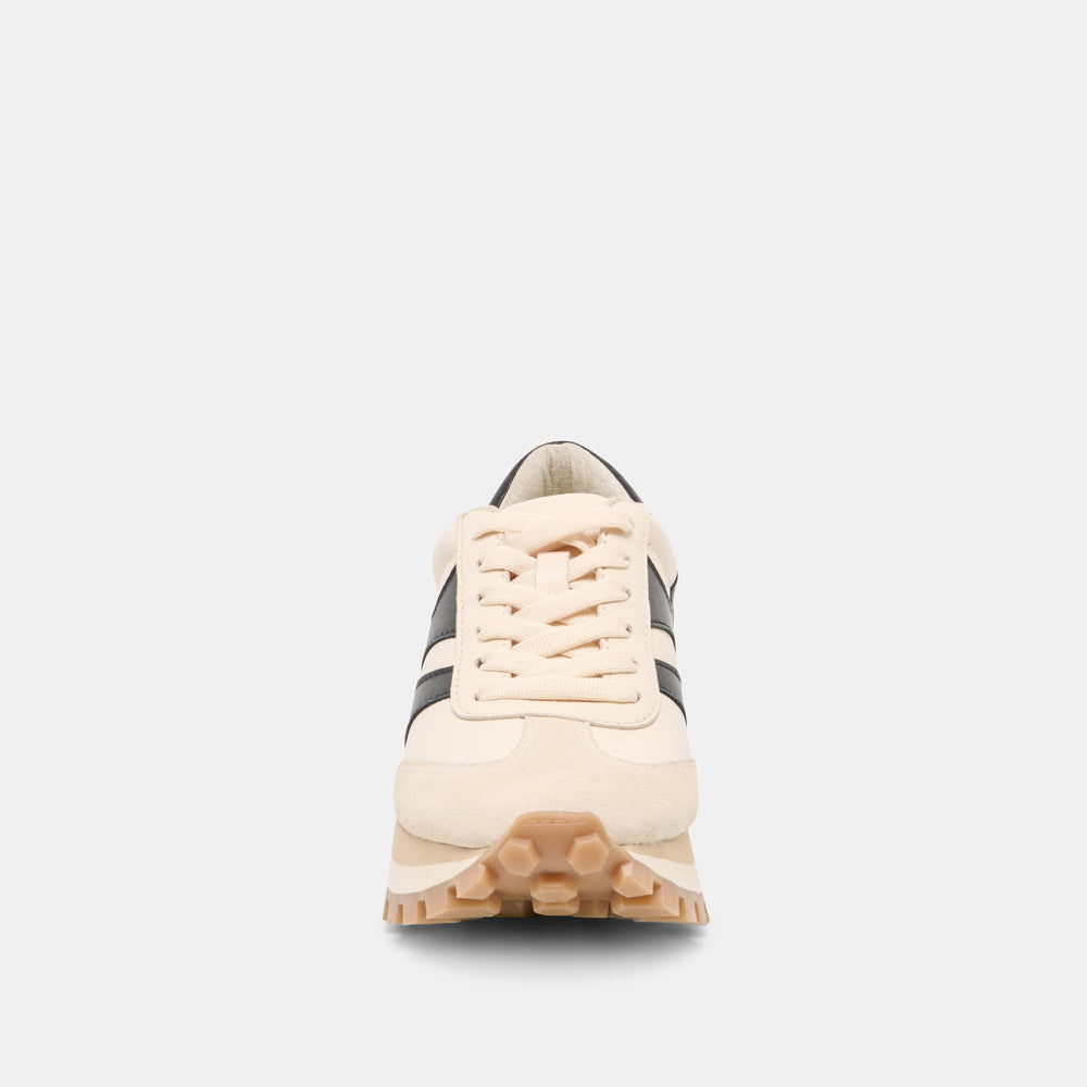 TRESA White Black Leather Platform Sneakers / Dolce Vita