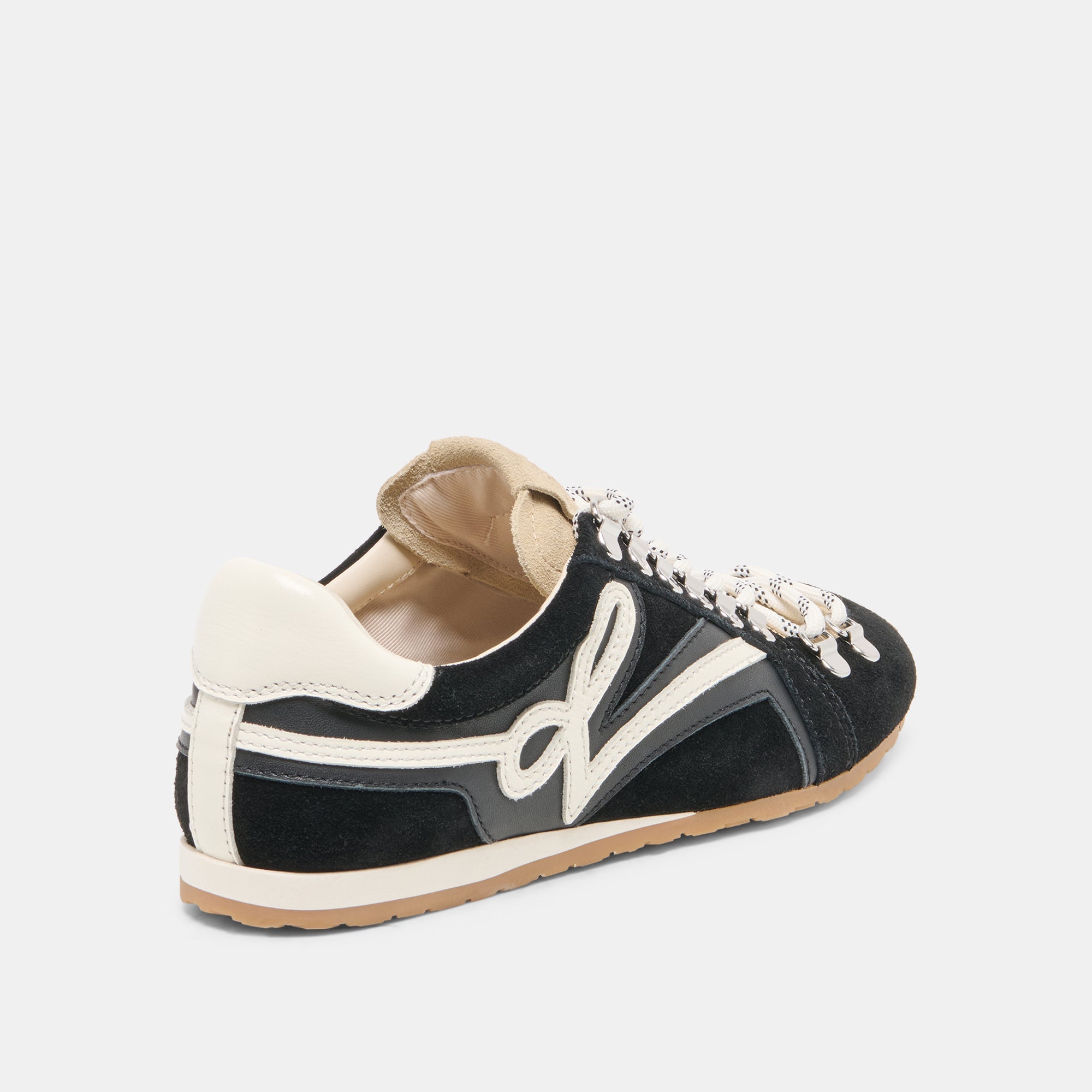 DEACON Black White Suede Lace-Up Sneakers / Dolce Vita
