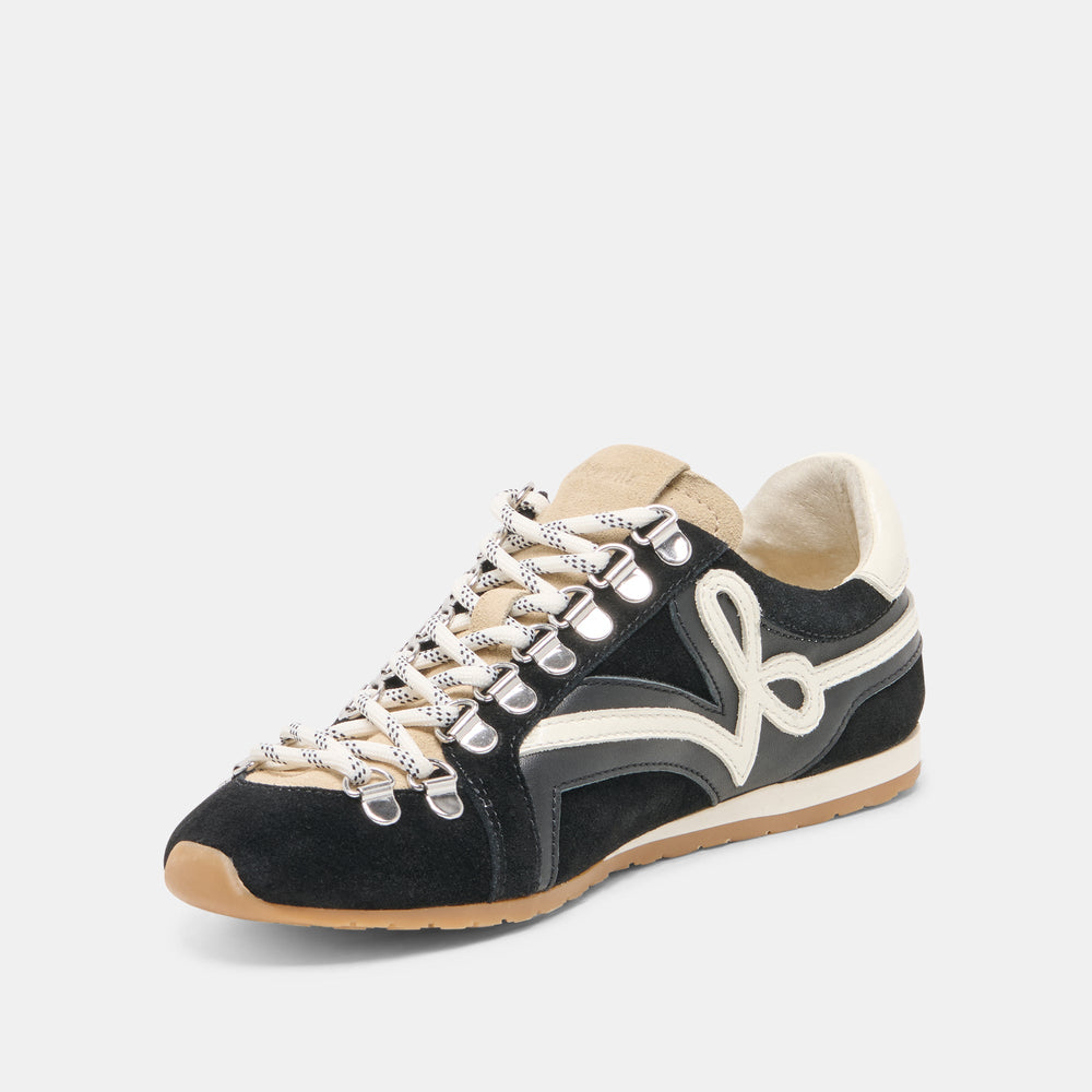 DEACON Black White Suede Lace-Up Sneakers / Dolce Vita