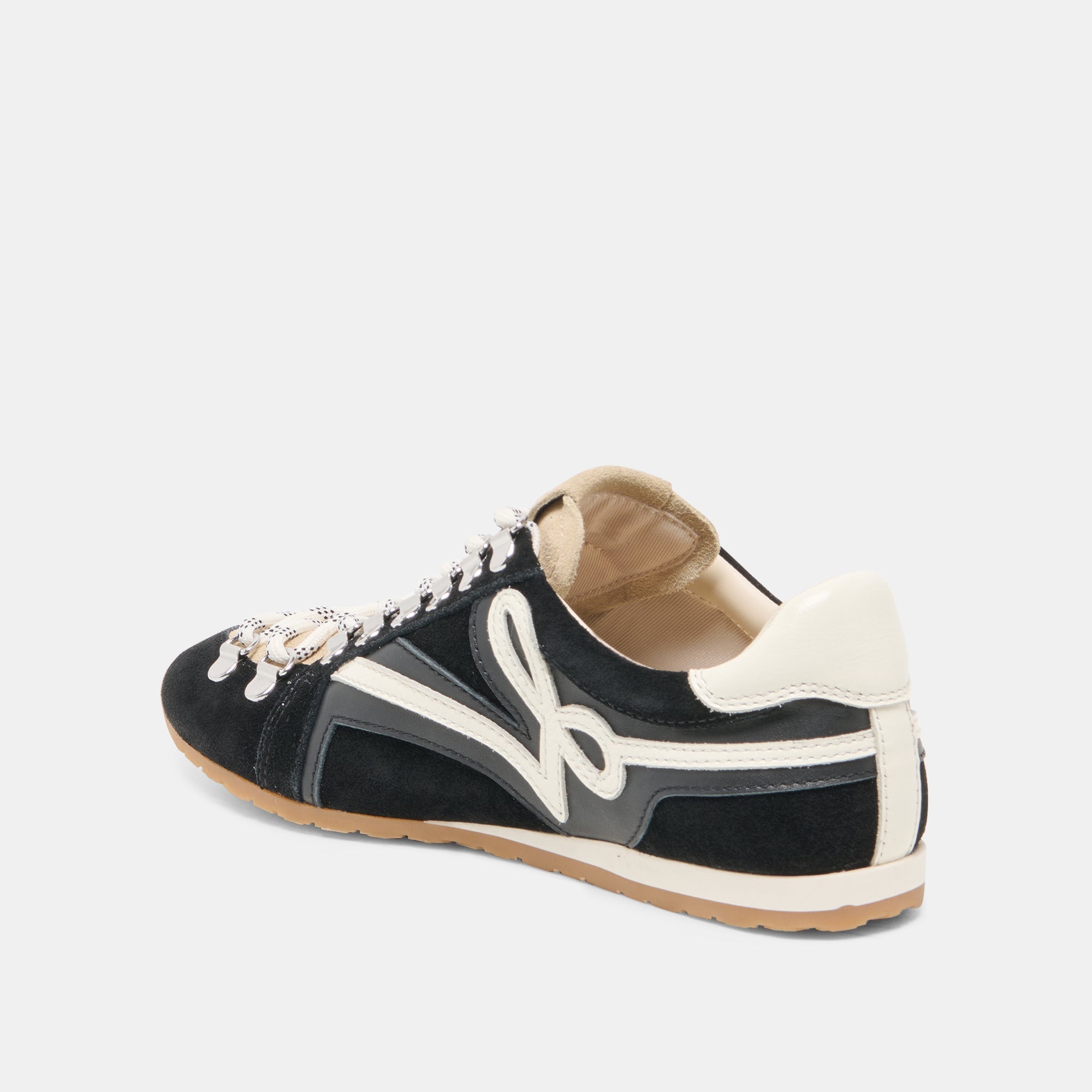 DEACON Black White Suede Lace-Up Sneakers / Dolce Vita