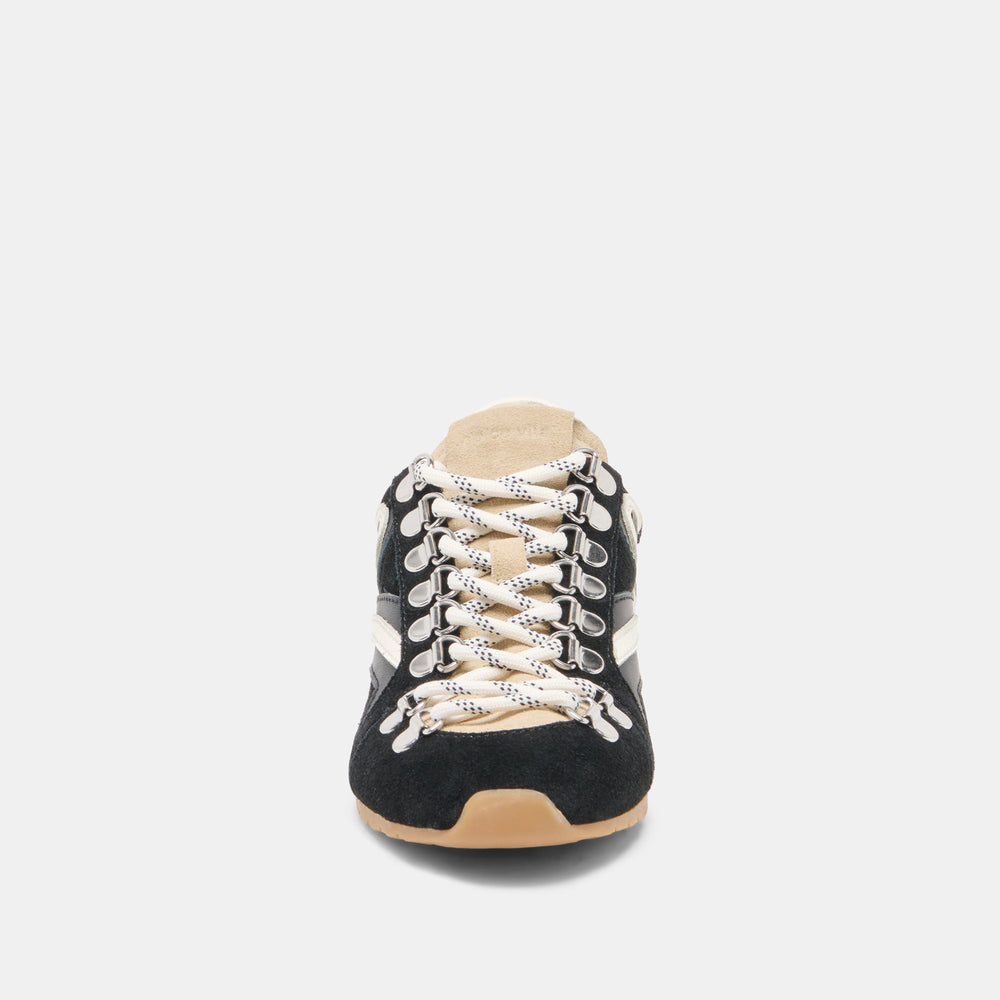 DEACON Black White Suede Lace-Up Sneakers / Dolce Vita