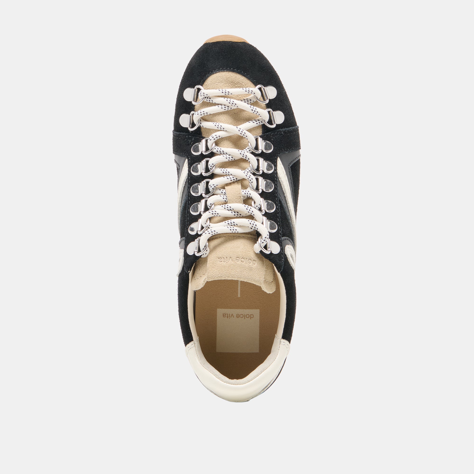 DEACON Black White Suede Lace-Up Sneakers / Dolce Vita