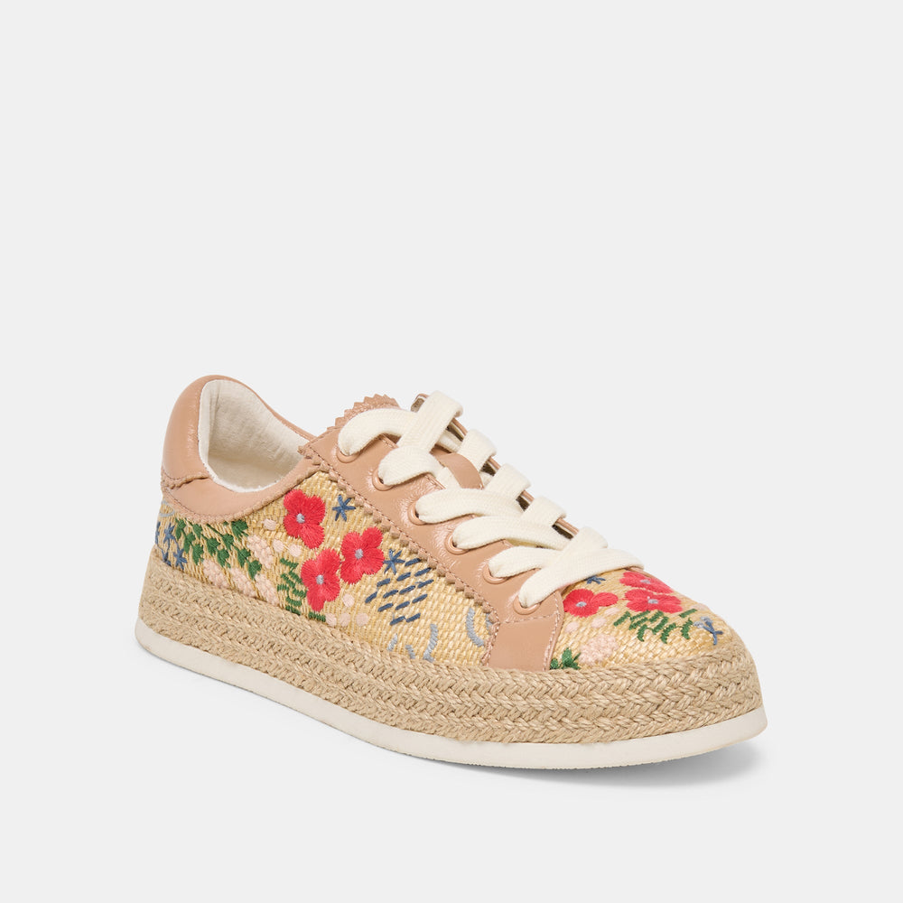 Azalia Sand Floral Raffia Heels / Dolce Vita