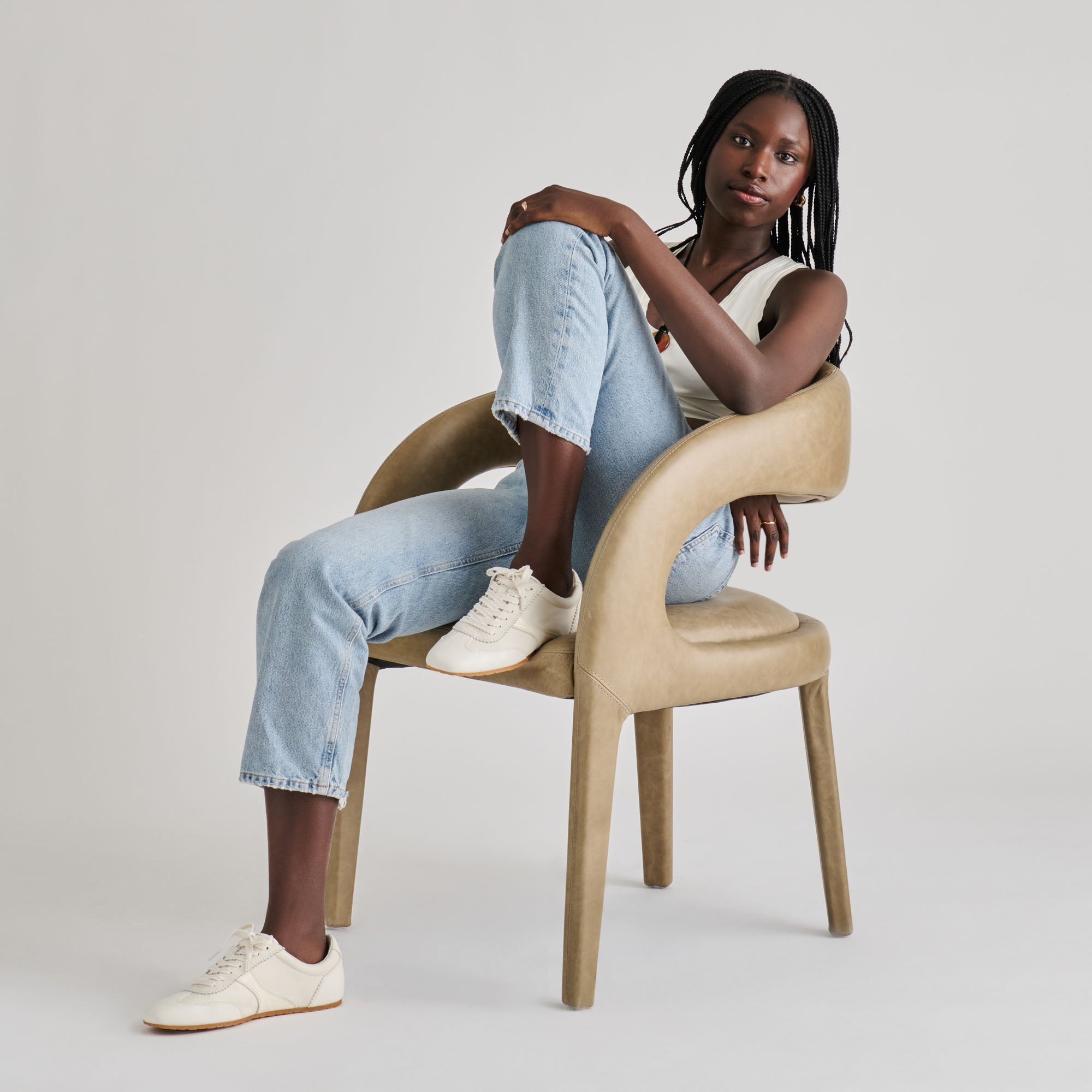 Dorie White Leather Sneakers / Dolce Vita