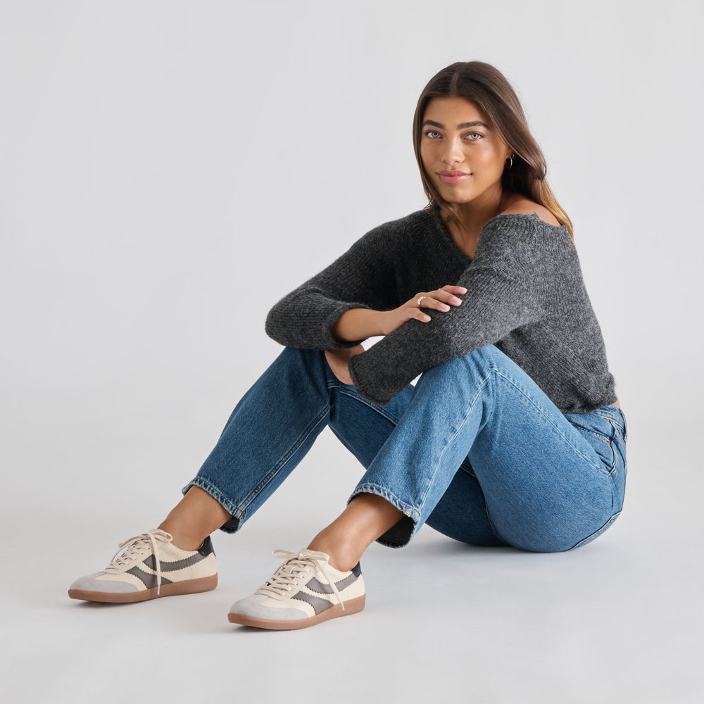 Merit White Grey Leather Sneakers / Dolce Vita
