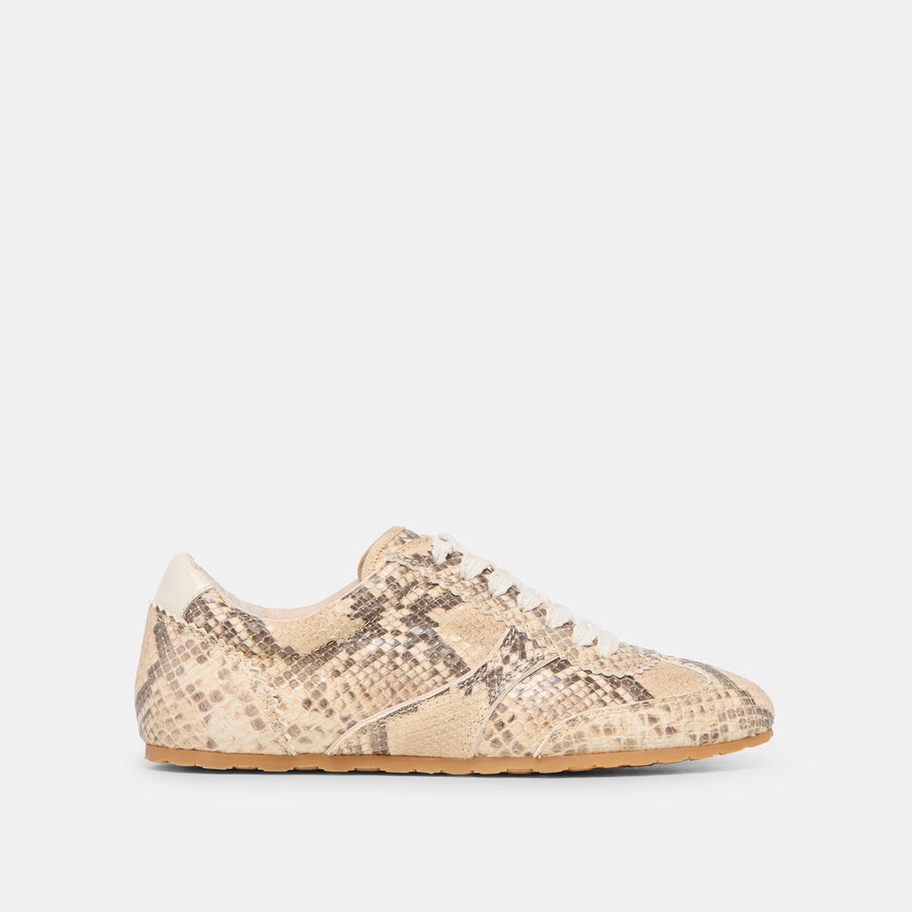 Dorie Natural Snake Embossed Leather Sneakers / Dolce Vita