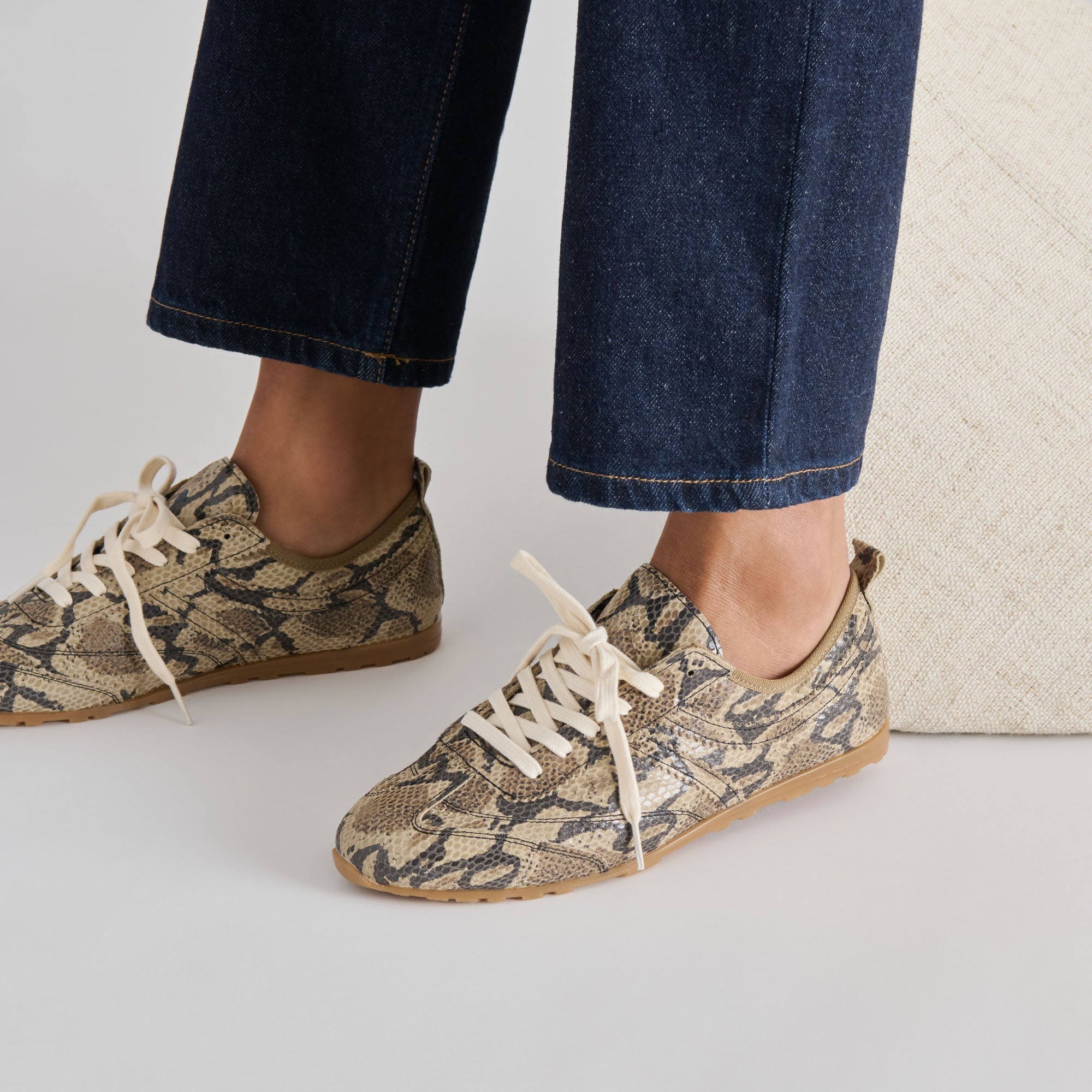 Viper Snake Print Embossed Leather Sneakers / Dolce Vita