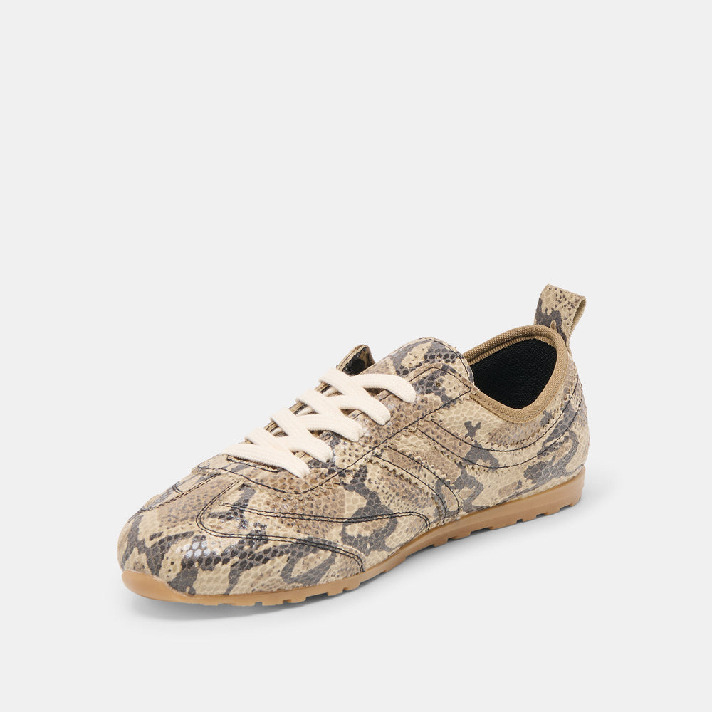 Viper Snake Print Embossed Leather Sneakers / Dolce Vita