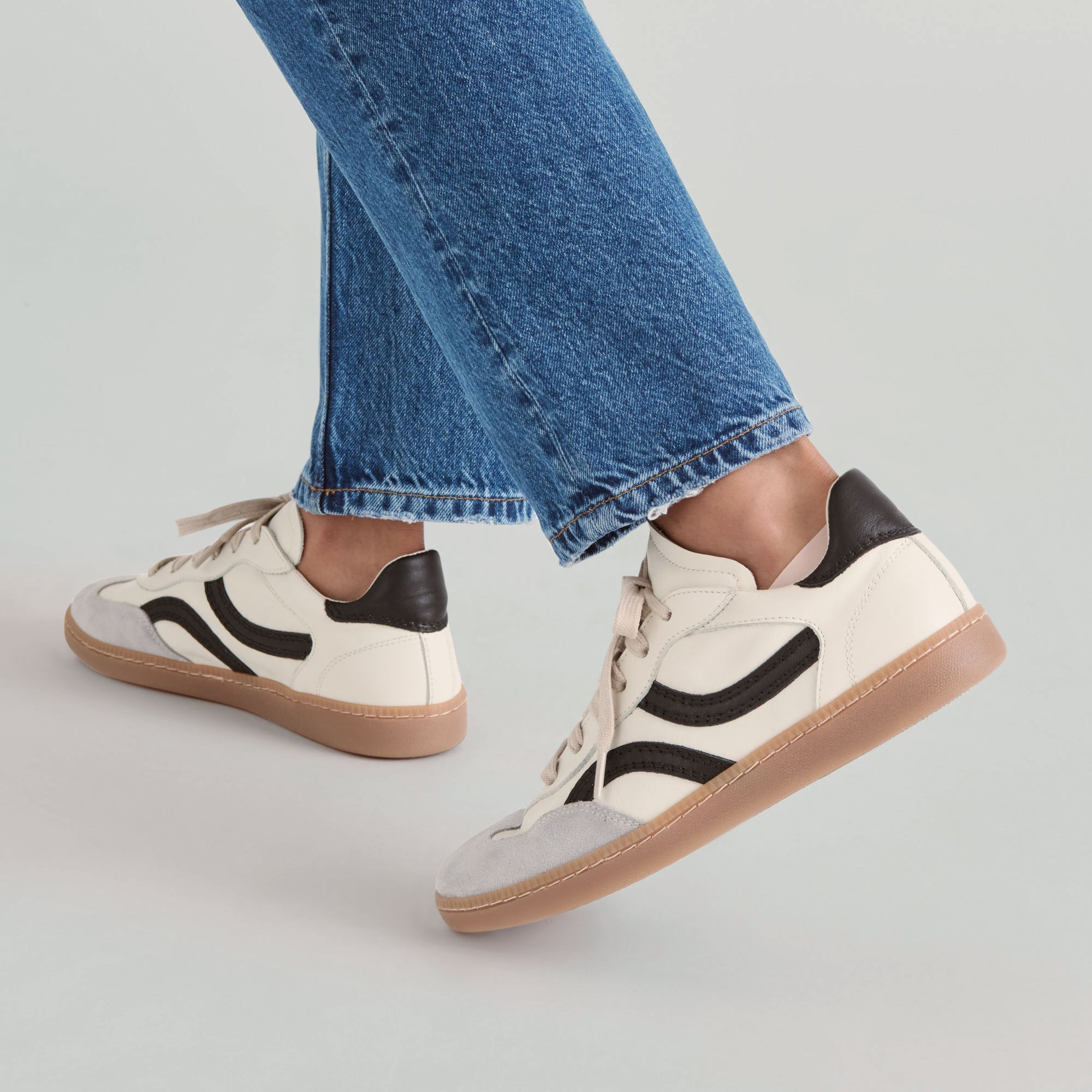 Rebel White Black Leather Sneakers / Dolce Vita