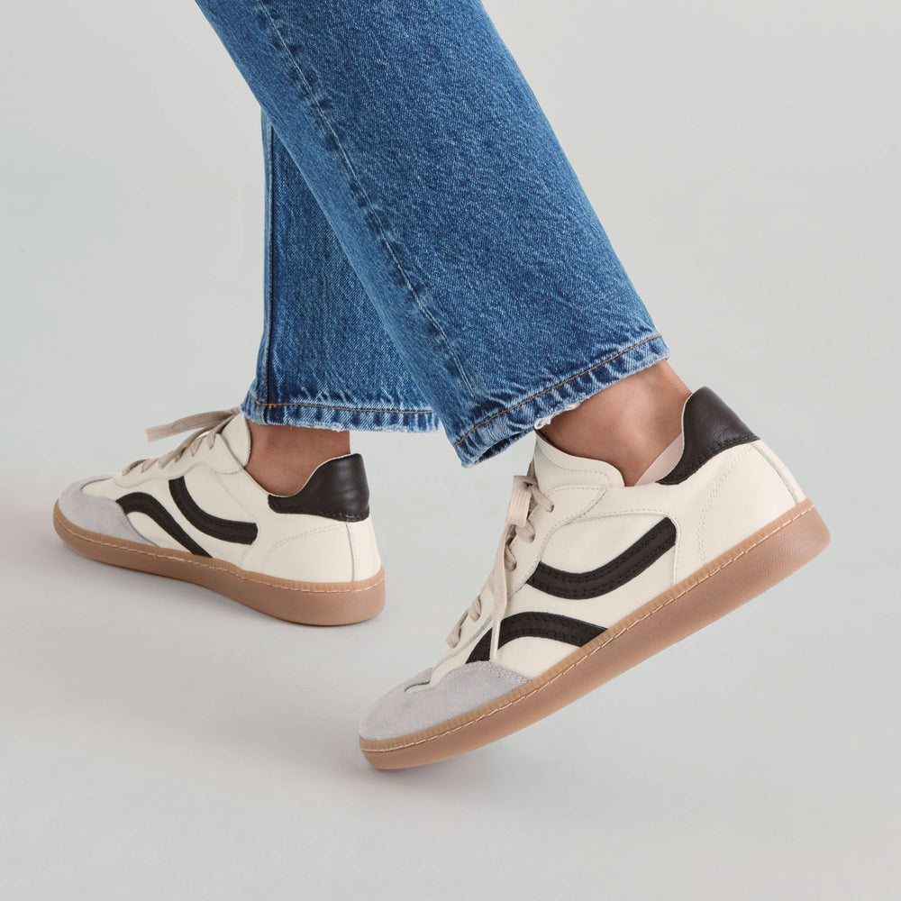 Rebel White Black Leather Sneakers / Dolce Vita