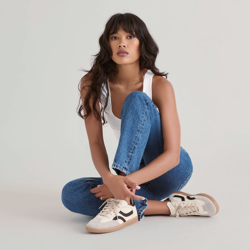 Rebel White Black Leather Sneakers / Dolce Vita
