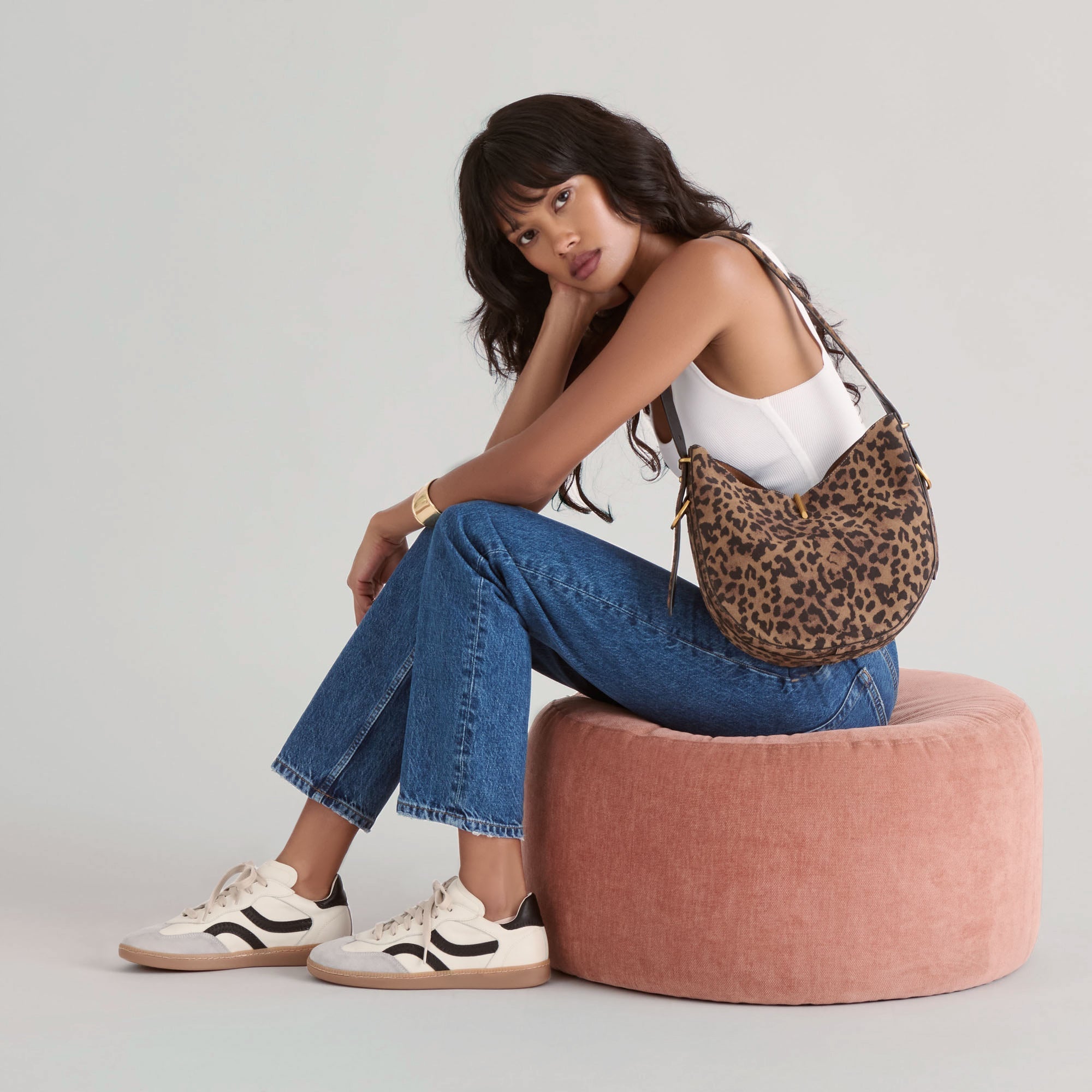 Rebel White Black Leather Sneakers / Dolce Vita