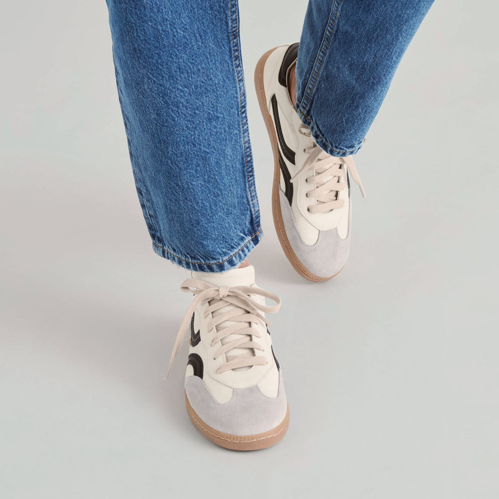 Rebel White Black Leather Sneakers / Dolce Vita